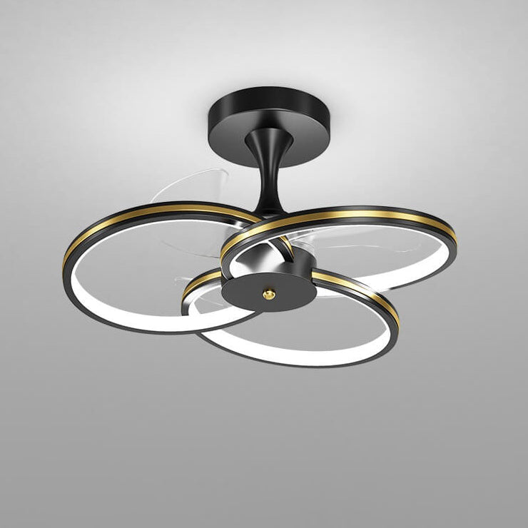 مروحة LED فاخرة من الأكريليك بتصميم ثلاثي الحلقات مثبتة على الحائط