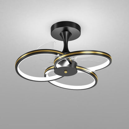 مروحة LED فاخرة من الأكريليك بتصميم ثلاثي الحلقات مثبتة على الحائط