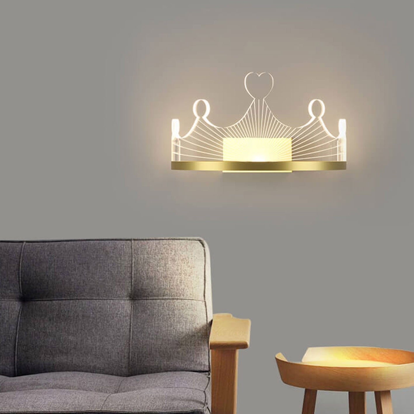 مصباح حائط LED من Nordic Light بتصميم تاج ذهبي فاخر مصنوع من الحديد والأكريليك 
