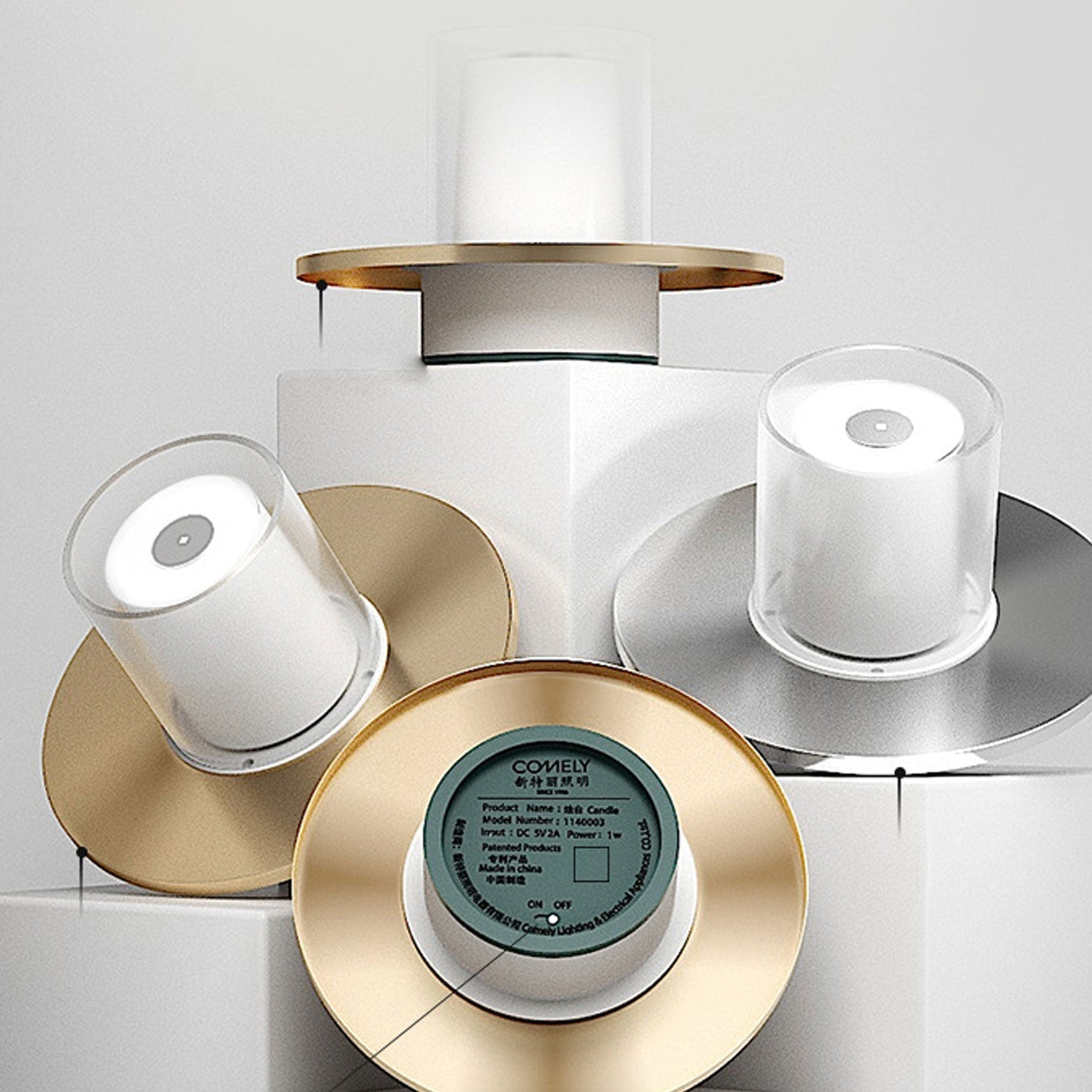 Modern Light Luxury Cylindrical LED Candlestick Night Light Table Lamp