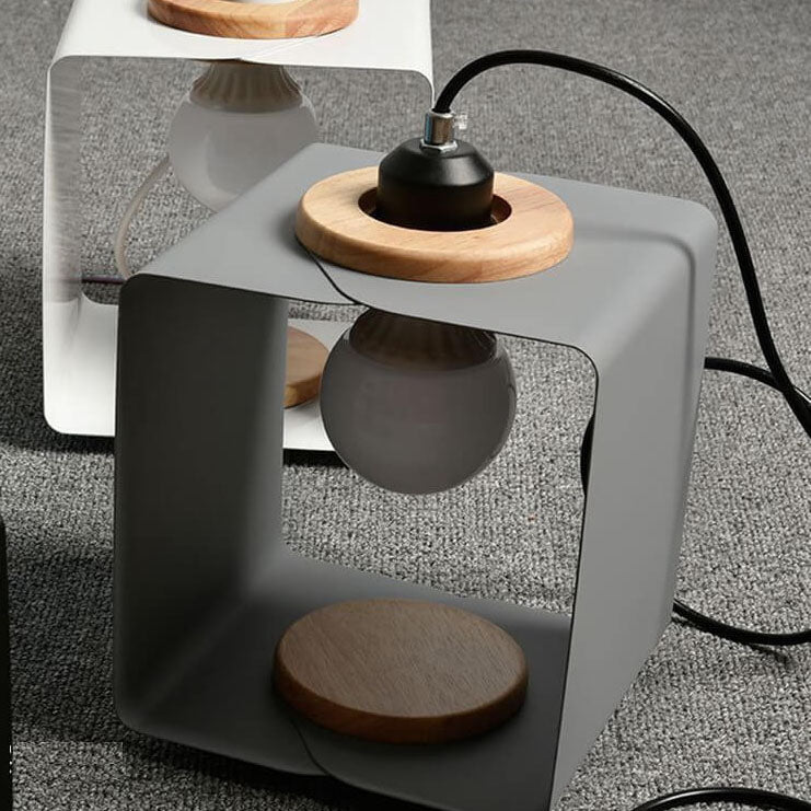 Nordic Creative Iron Solid Wood Square Geometry 1-Light Pendant Light