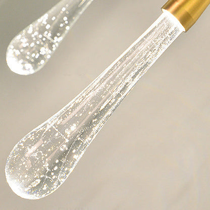 Modern Simplicity Iron Aluminum Crystal Drop Meteor Shower LED Pendant Light For Dining Room