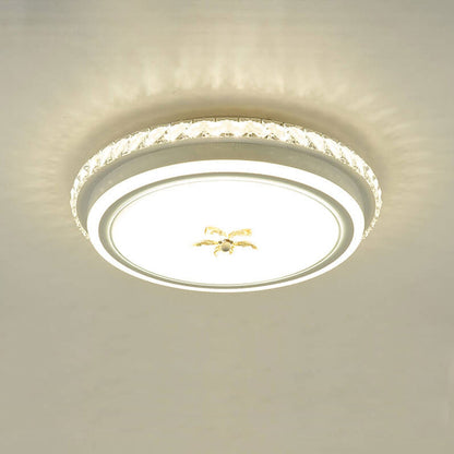 European Crystal Round Flower Design LED Flush Mount Ceiling Light