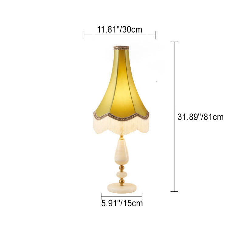 Modern Light Luxury Fabric Fringed Horn 1-Light Table Lamp