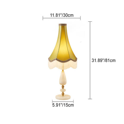 Modern Light Luxury Fabric Fringed Horn 1-Light Table Lamp
