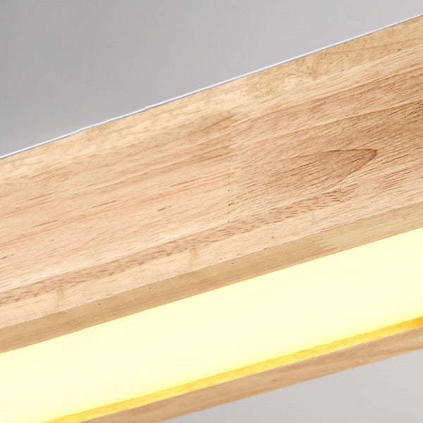 ثريا جزيرة LED من الأكريليك، مصنوعة من الخشب الصلب بتصميم مستطيل بسيط على الطراز الاسكندنافي 