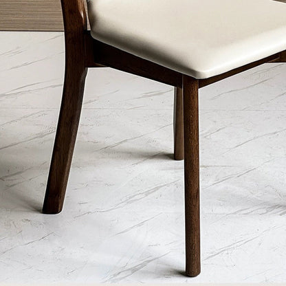 Traditional Chinese Rectangular Solid Wood Faux Leather Dining Chair Backrest For Dining Room