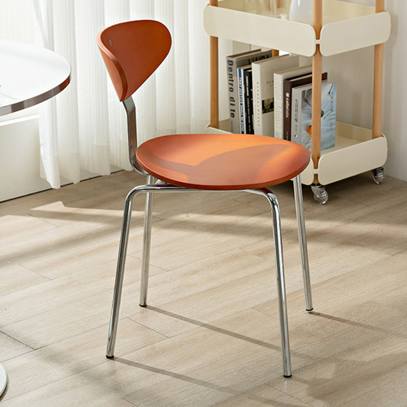 Contemporary Scandinavian Wood Faux Oil Waxed Leather Round Cushion Dining Chair Backrest For Dining Room