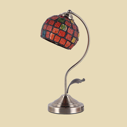 Traditional Tiffany Round Spherical Glass Hardware 1-Light Table Lamp For Living Room