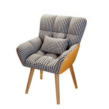 Contemporary Simplicity Houndstooth Flannel Upholstered Tapered Legs Vanity Stool Backrest Armrest For Bedroom