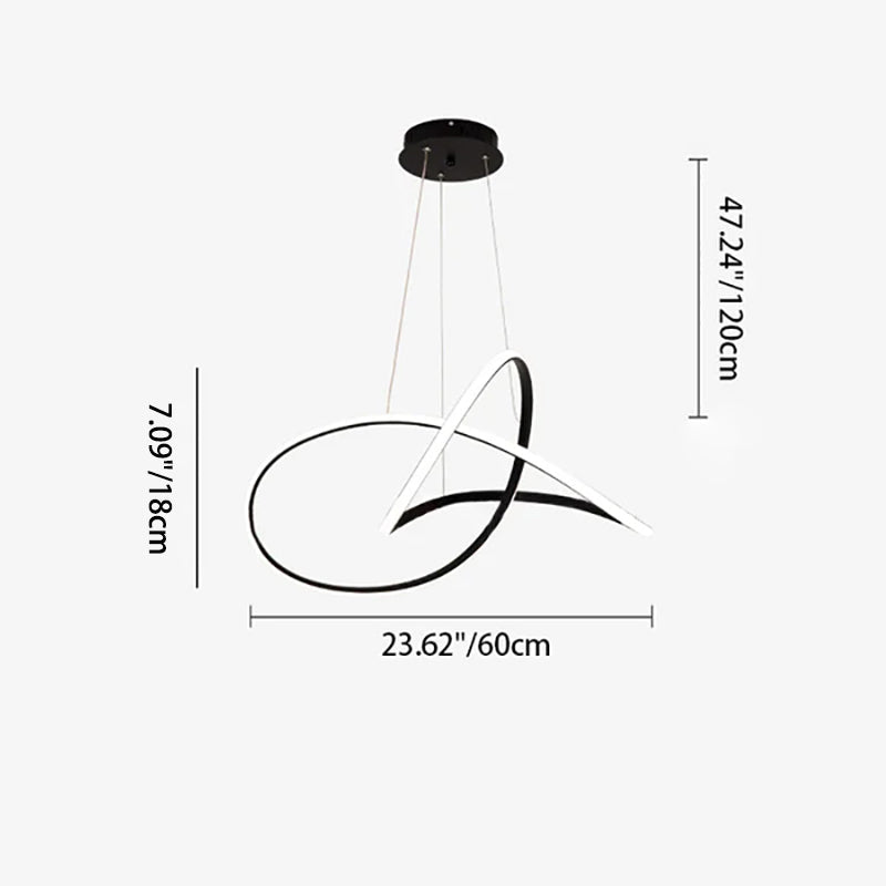 Modern Minimalist Aluminum Twist Ring LED Island Light Pendant Light For Dining Room