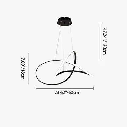 Modern Minimalist Aluminum Twist Ring LED Island Light Pendant Light For Dining Room