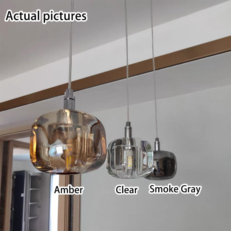 Modern Clear Glass 1-Light Cube Pendant Light