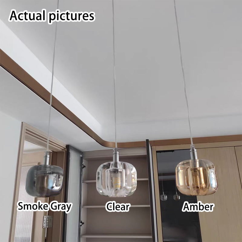 Modern Clear Glass 1-Light Cube Pendant Light