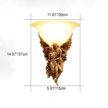 Creative Retro Resin Angels Hugging 1-Light Wall Sconce Lamp
