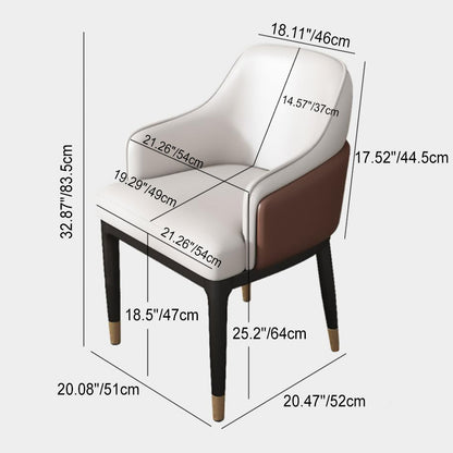 Modern Luxury Square Iron Metal Microfiber Leather Sponge Dining Chair Armrest Backrest Four Legs For Dining Room