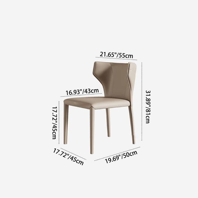 Modern Minimalist Square Artificial Leather Carbon Steel Frame Dining Chair Wing Back Armless For Dining Room