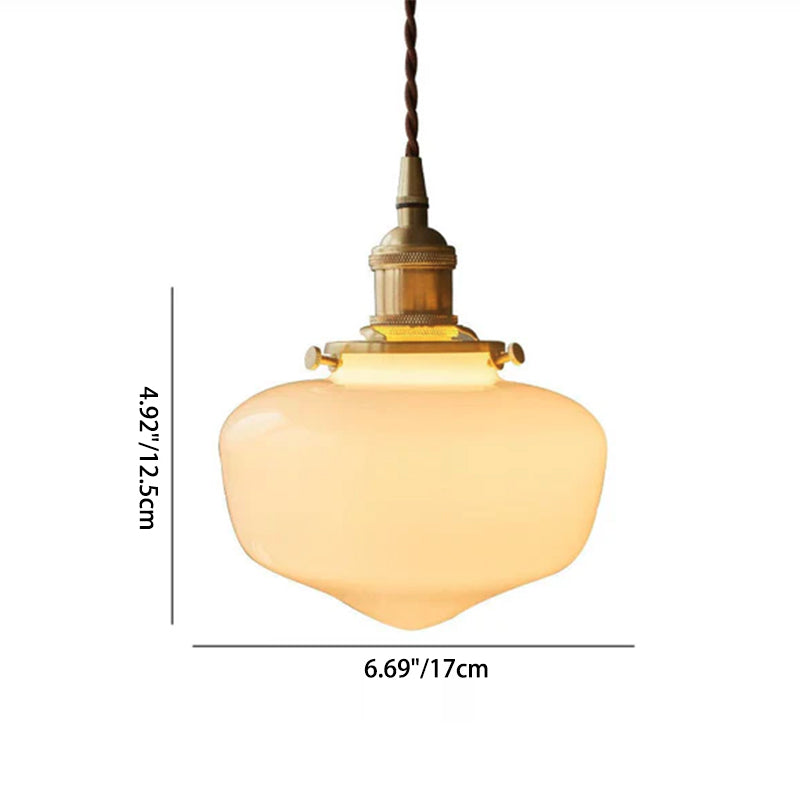 Nordic Vintage Lantern Brass Glass 1-Light Pendant Light