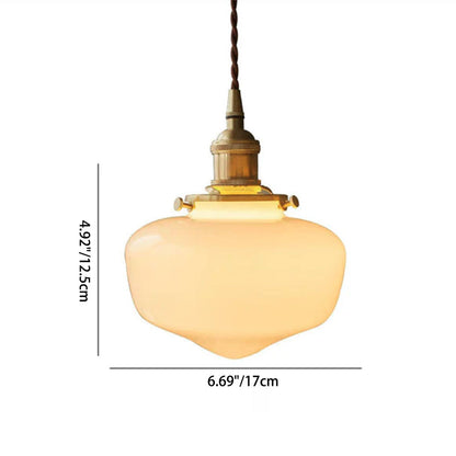 Nordic Vintage Lantern Brass Glass 1-Light Pendant Light