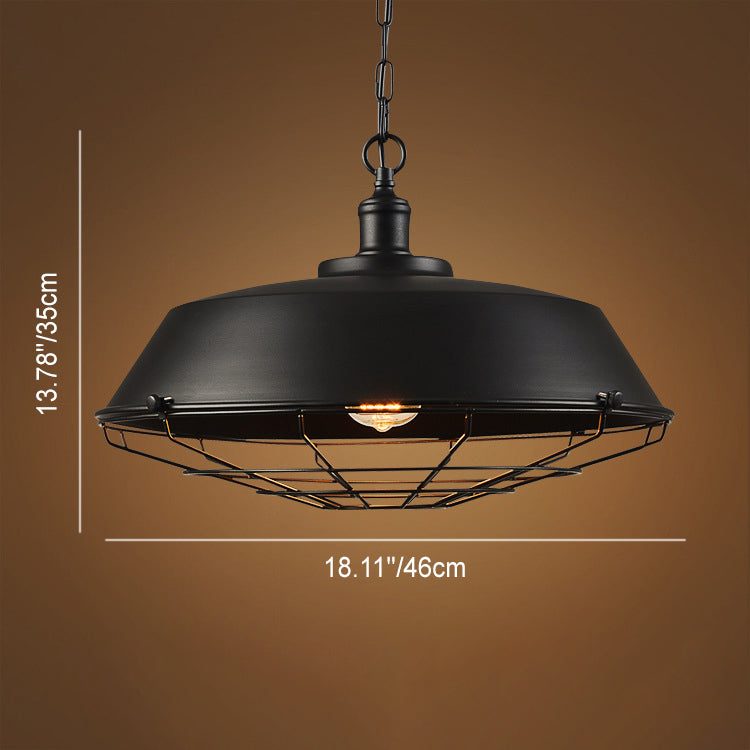 Industrial Wide Cage 1-Light Pendant Light