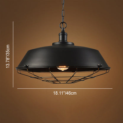 Industrial Wide Cage 1-Light Pendant Light