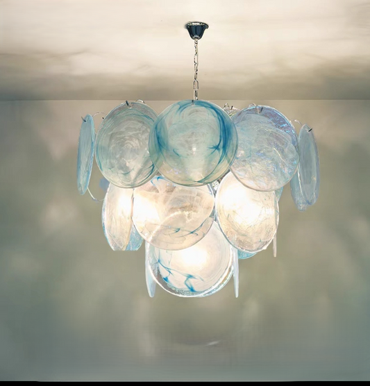 Traditional French Flower Shaped Iron Glass 5/9/12 Light Chandelier For Living Room