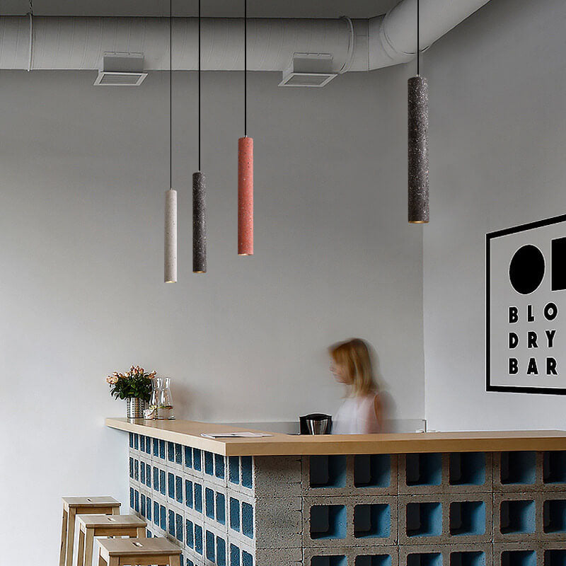 Nordic Colorful Terrazzo Cylindrical Shape LED Pendant Light