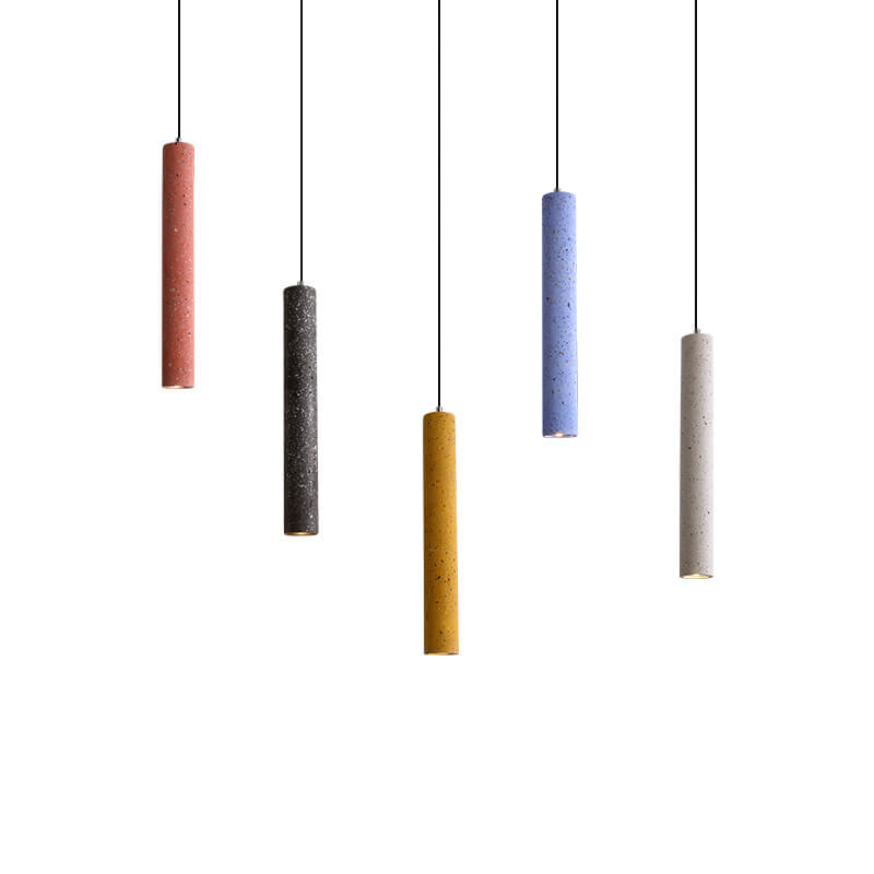 Nordic Colorful Terrazzo Cylindrical Shape LED Pendant Light