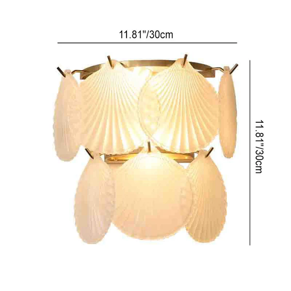 French Light Luxury Frosted Glass Shell 2-Light Wall Sconce Lamp