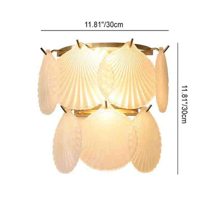 French Light Luxury Frosted Glass Shell 2-Light Wall Sconce Lamp