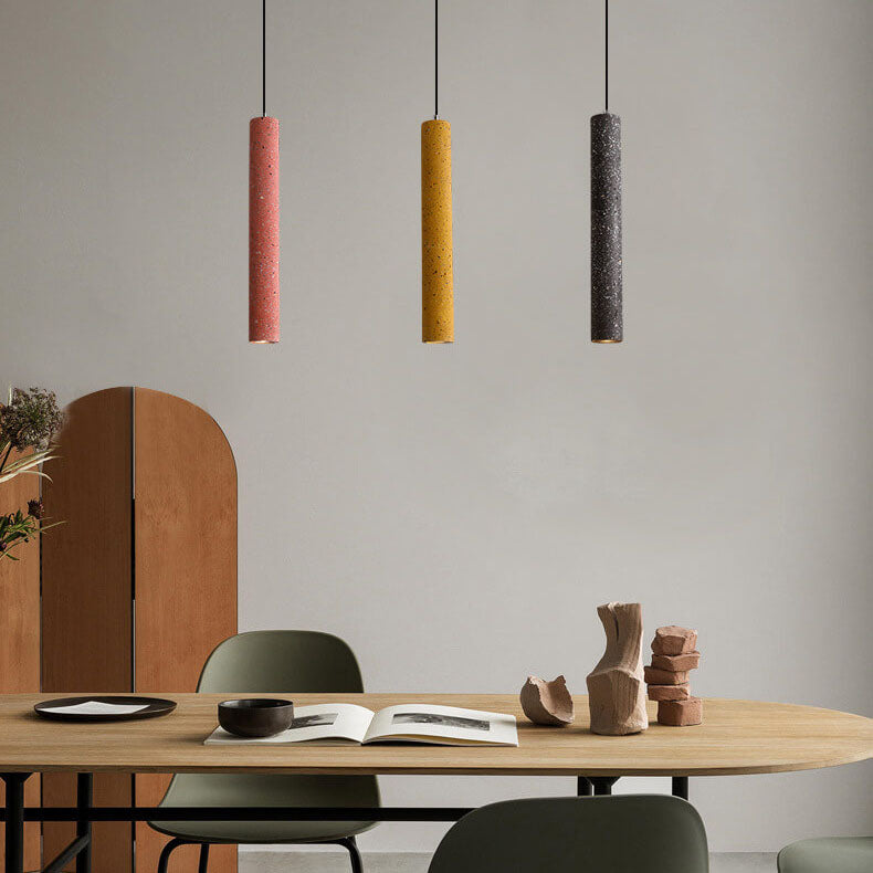Nordic Colorful Terrazzo Cylindrical Shape LED Pendant Light