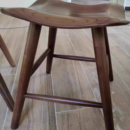 Contemporary Nordic Ash Wood Square Vanity Stool Footrest For Bedroom