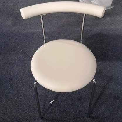 Modern Minimalist Round Curved Column Faux Leather Metal Dining Chair Backrest For Dining Room