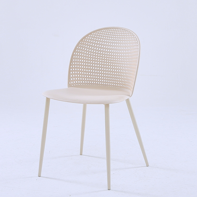 Modern Minimalist Arc PP Weaving Iron Dining Chair Backrest Armless For Dining Room