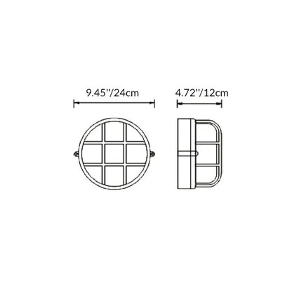 Contemporary Industrial Waterproof Aluminum Glass Frosted Round 1-Light Wall Sconce Lamp For Outdoor Patio
