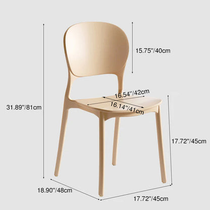 Modern Minimalist Square PP Plastic Dining Chair Backrest For Dining Room