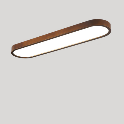 مصباح سقف LED بيضاوي الشكل بتصميم عصري بسيط من خشب المطاط والأكريليك لغرفة النوم وغرفة المعيشة