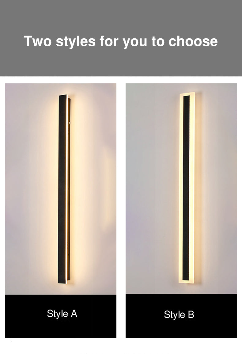 Modern Minimalist Long Rectangular Aluminum Acrylic LED Wall Sconce Lamp For Garden