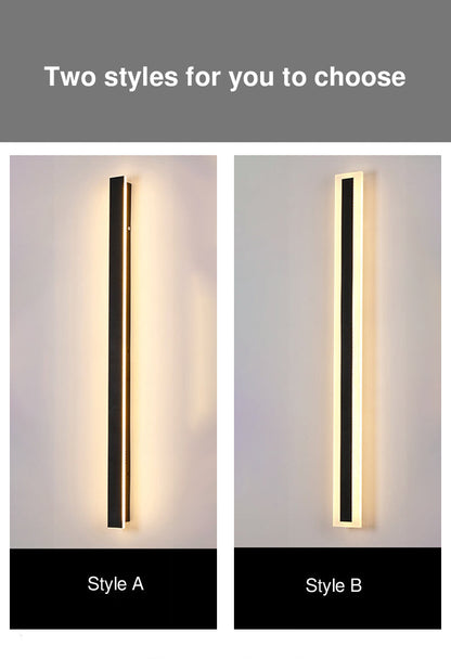 Modern Minimalist Long Rectangular Aluminum Acrylic LED Wall Sconce Lamp For Garden