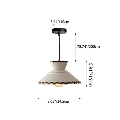 Traditional French Ceramic & Iron Cone Shaped 1-Light Pendant Light For Bedroom & Living Room