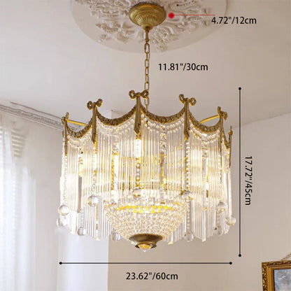 Traditional French Brass Crystal Bow Tie Tassel 4/6/8 Light Chandeliers For Living Room