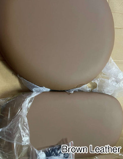 Contemporary Scandinavian Round PU Leather Iron Legs Stackable Dining Chair Backrest For Dining Room