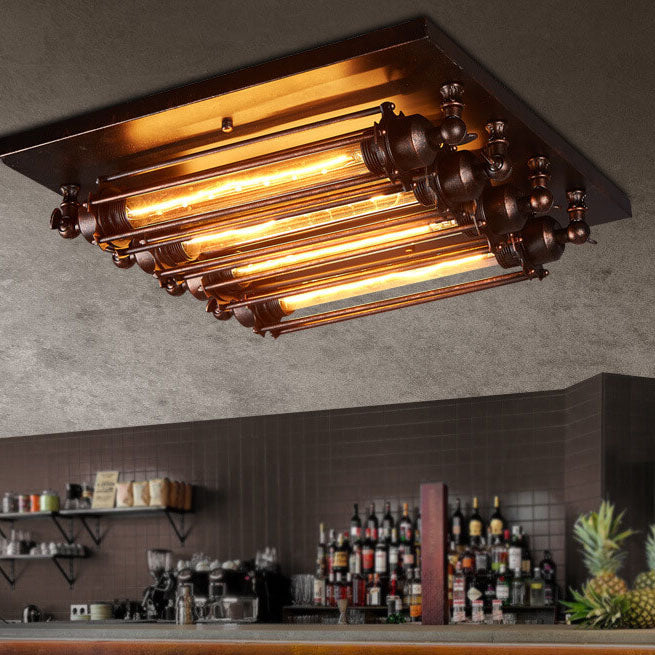 Industrial Tube 4-Light Flute Flush Mount Lighting