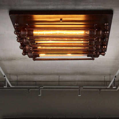Industrial Tube 4-Light Flute Flush Mount Lighting