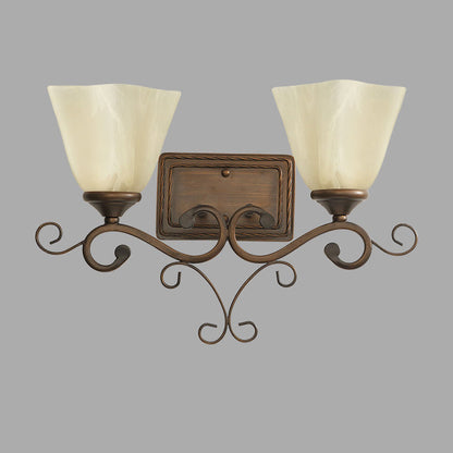 Contemporary Retro Iron Glass Tetrahedron Oval Base 1/2 Light Wall Sconce Lamp For Hallway