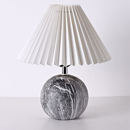 Vintage Pleated Fabric Lampshade Ceramic 1-Light Table Lamp