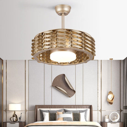 Modern Minimalist Hardware Cylinder LED Downrods Ceiling Fan Light