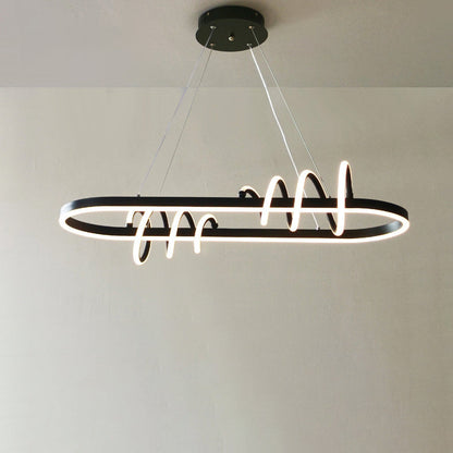 Modern Minimalist Oval Spiral Iron Aluminium Silicone LED Island Light Chandelier For Dining Room