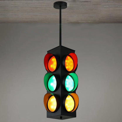 Retro Industrial Traffic Light Iron Glass LED Pendant Light