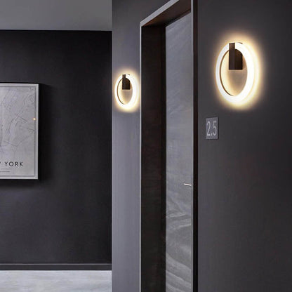 Modern Minimalist Round Iron Aluminum PVC LED Wall Sconce Lamp For Bedroom